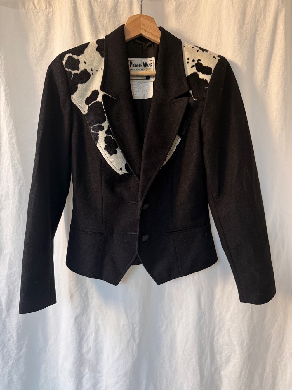 PIONEER Black Blazer with Black-and-White Cowhide Yoke